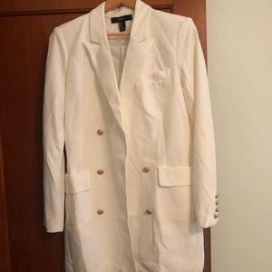 Forever 21 white blazer gold detail